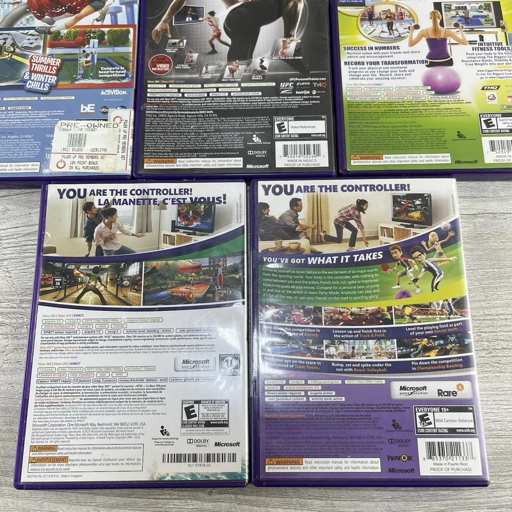 Xbox 360 Kinect Bundle Lot Of 5 Video Games Tested Working